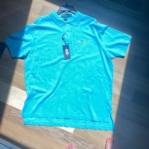 Men’s Polo, collared, XL, aqua shirt